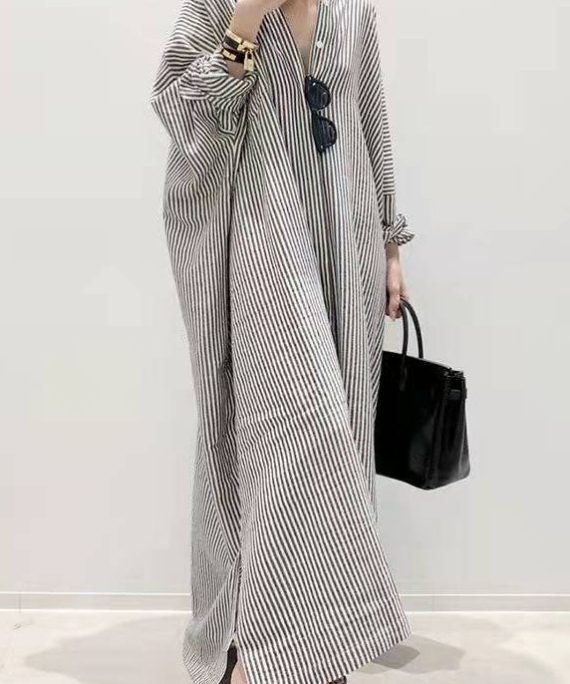 Boutique Black Peter Pan Collar Striped shirts Dress Spring