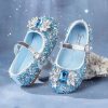 Boutique Blue Buckle Strap Kids Girls Zircon Princess Shoes