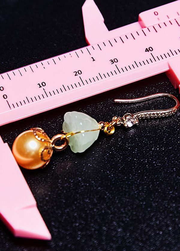 Boutique Champagne Pearl Chic Jade Drop Earrings - Image 5