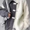 Boutique Grey Asymmetrical Buckle Patchwork Knit Sweaters Spring