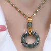 Boutique Jade Agate Bamboo Knot Pendant Necklace
