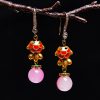 Boutique Pink Crystal Cute Dog Gilding Drop Earrings