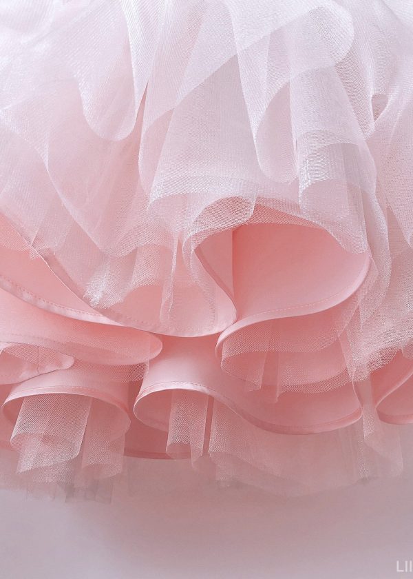 Boutique Pink Nail Bead Bow Tulle Kids Maxi Dresses Sleeveless - Image 4