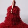 Boutique Pink O-Neck Zircon Detachable Tulle Kids Maxi Dress Sleeveless