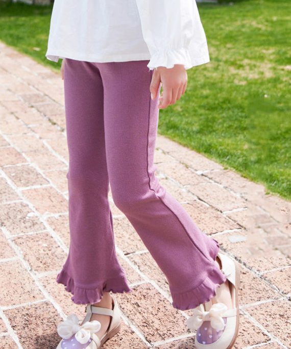 Boutique Purple Ruffled Girls Flared Pants