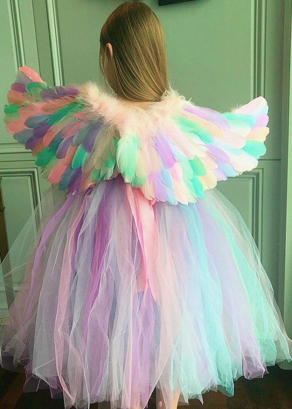 Boutique Rainbow O-Neck Sequins Tulle Kids Maxi Dresses Half Sleeve - Image 4