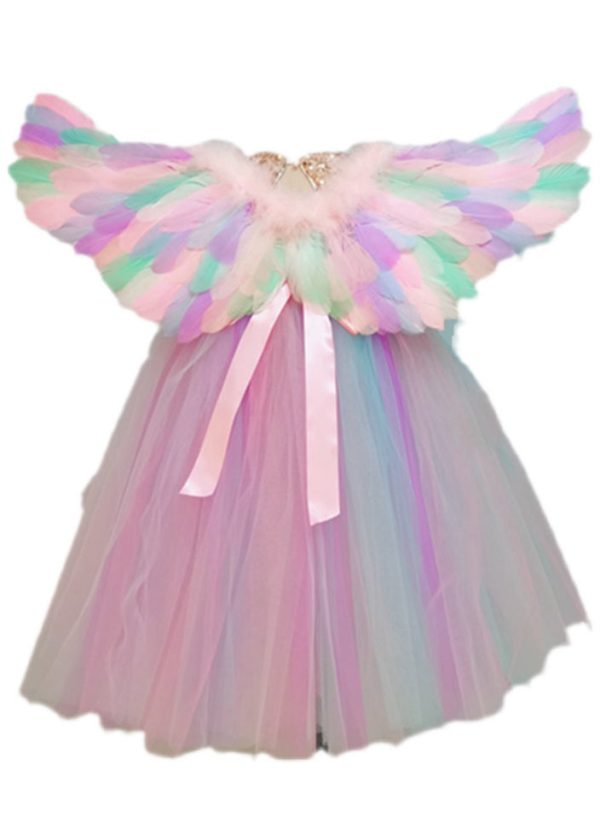 Boutique Rainbow O-Neck Sequins Tulle Kids Maxi Dresses Half Sleeve - Image 5