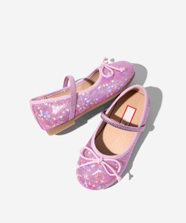 Boutique Silvery Bow Sequins Buckle Strap Kids Flat Feet Shoes - Image 5