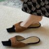 Brief Camel Faux Leather Splicing Peep Toe Thong Sandals