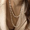 Brief White Alloy Pearl Beading Sweater Necklace