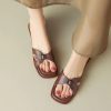 Brown Open Toe Slide Sandals Boutique Versatile Flat
