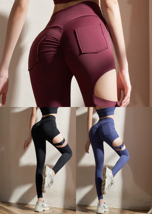 Casual Black Bandage Seamless Gym Shark Leggings - Image 5