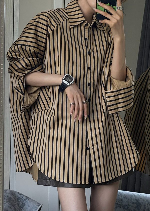 Casual Black Coats And Striped Shirts Two Piece Set Spring - Image 2