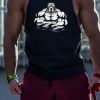 Casual Black O Neck Print Cotton Men Tank Sleeveless