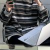 Casual Black Striped Cozy Knit Men Sweater Spring