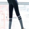 Casual Black Striped Seamless Running Leggings
