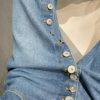 Casual Blue High Waist Pockets Patchwork Jeans Spring
