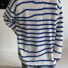 Casual Blue O-Neck Striped Cozy Knit Mens Sweaters Spring