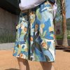 Casual Blue Print Pockets Cotton Summer Mens Shorts