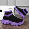 Casual Comfy Splicing Ankle Sport Shoes Purple Knit Fabric