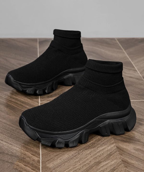 Casual Comfy Splicing Ankle Sport Shoes Purple Knit Fabric - Image 5
