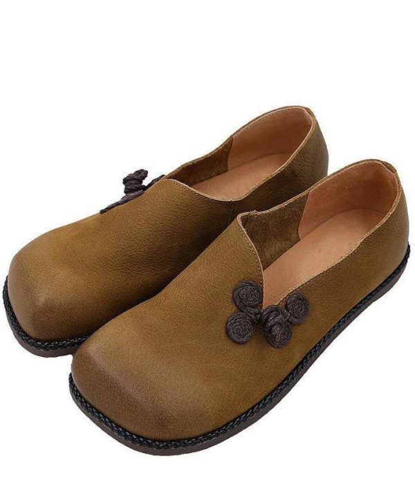 Casual Flat Shoes Brown Faux Leather Loafer Shoes - Image 5