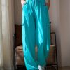 Casual Green Tummy Control With Pockets Tie Waist Yoga Pants