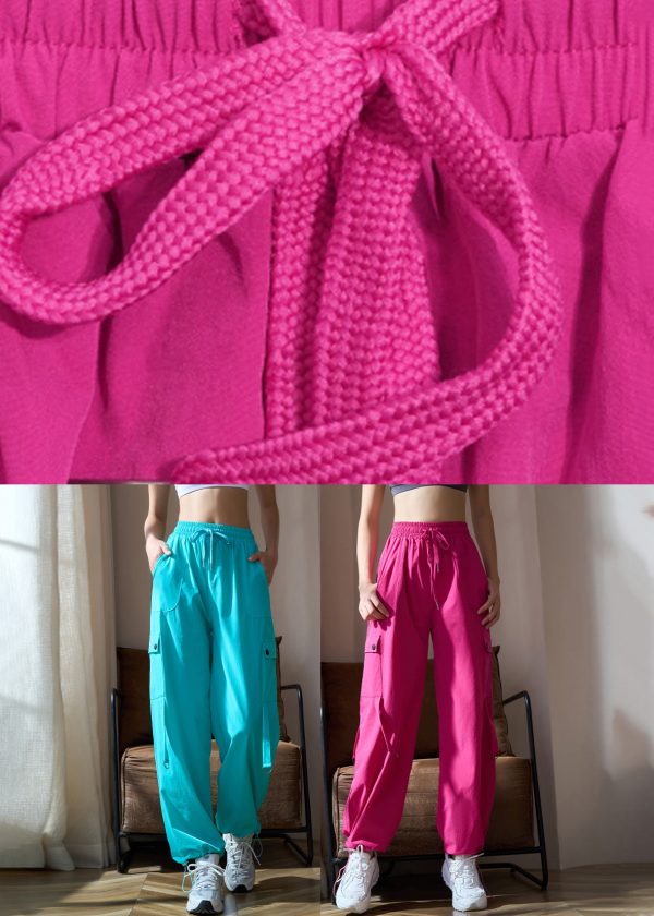Casual Green Tummy Control With Pockets Tie Waist Yoga Pants - Image 5