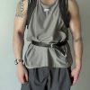 Casual Grey O Neck Patchwork Cotton Men Tank Summer