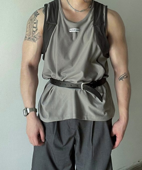 Casual Grey O Neck Patchwork Cotton Men Tank Summer