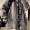 Casual Grey Striped Pockets Knit Mens Cardigans Spring