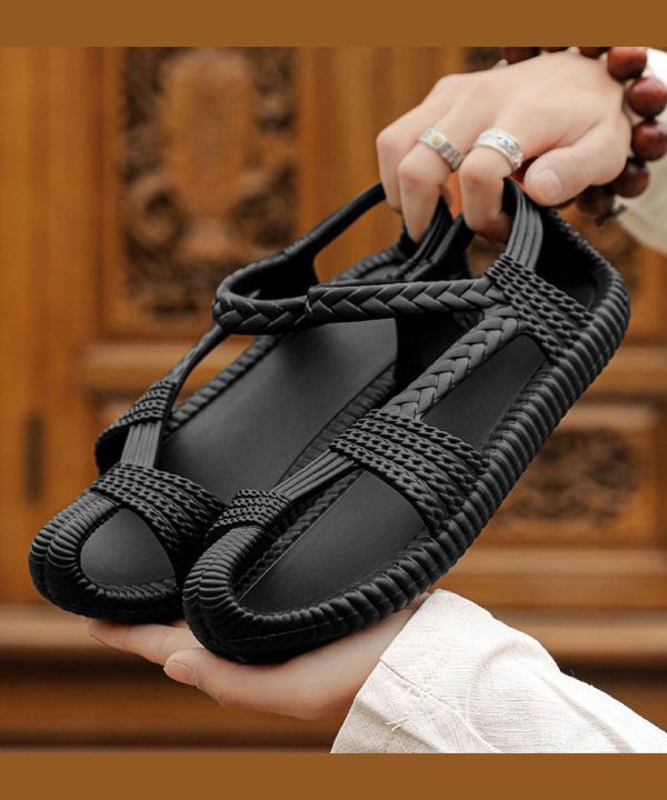 Casual Hollow Out Splicing Sandals Army Green - Image 2
