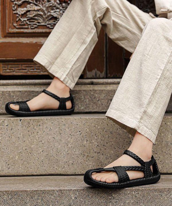 Casual Hollow Out Splicing Sandals Army Green - Image 5