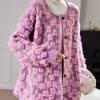 Casual Pink Button Cotton Knit Cardigans Spring