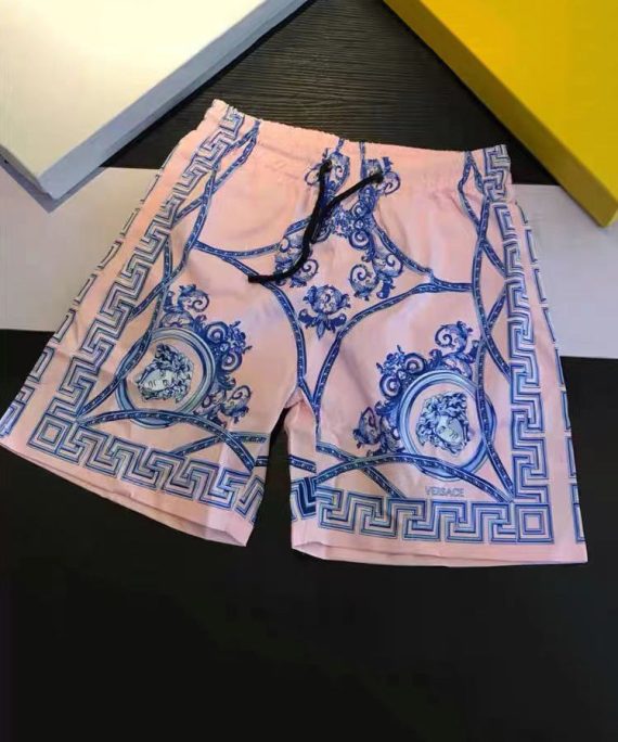 Casual Pink Print High Waist Cotton Summer Mens Shorts