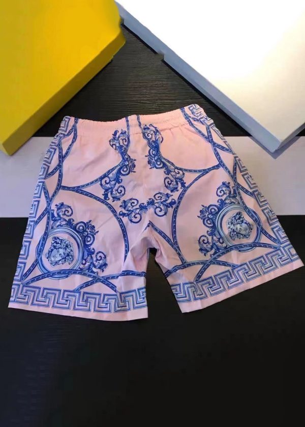 Casual Pink Print High Waist Cotton Summer Mens Shorts - Image 2