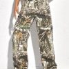Casual Print Pockets High Waist Cotton Pants Spring