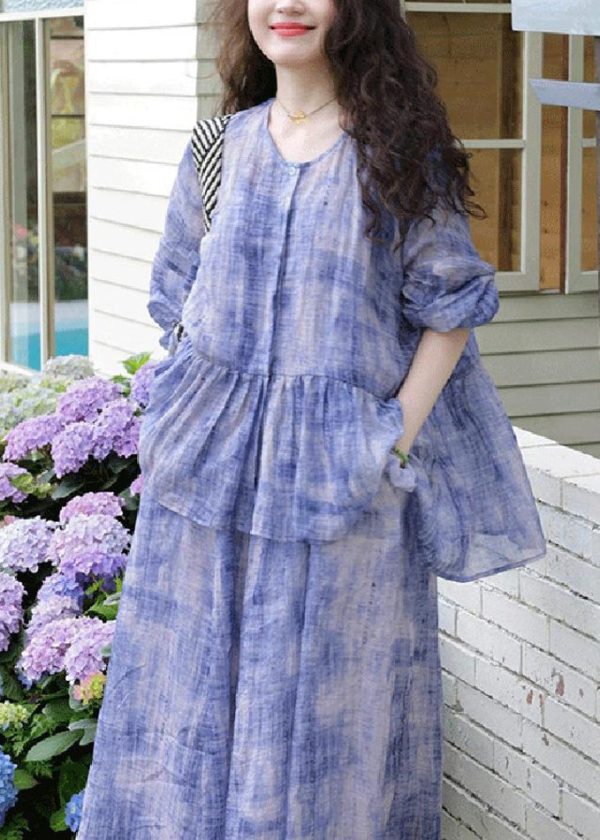 Casual Purple Tie Dye Cardigans And Spaghetti Strap Dress Two Pieces Set Spring - Image 4