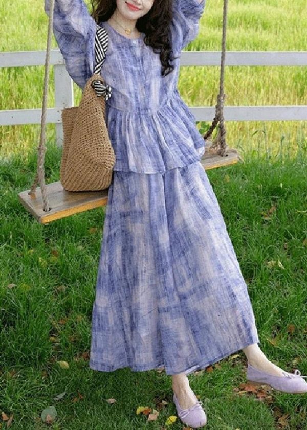 Casual Purple Tie Dye Cardigans And Spaghetti Strap Dress Two Pieces Set Spring - Image 5