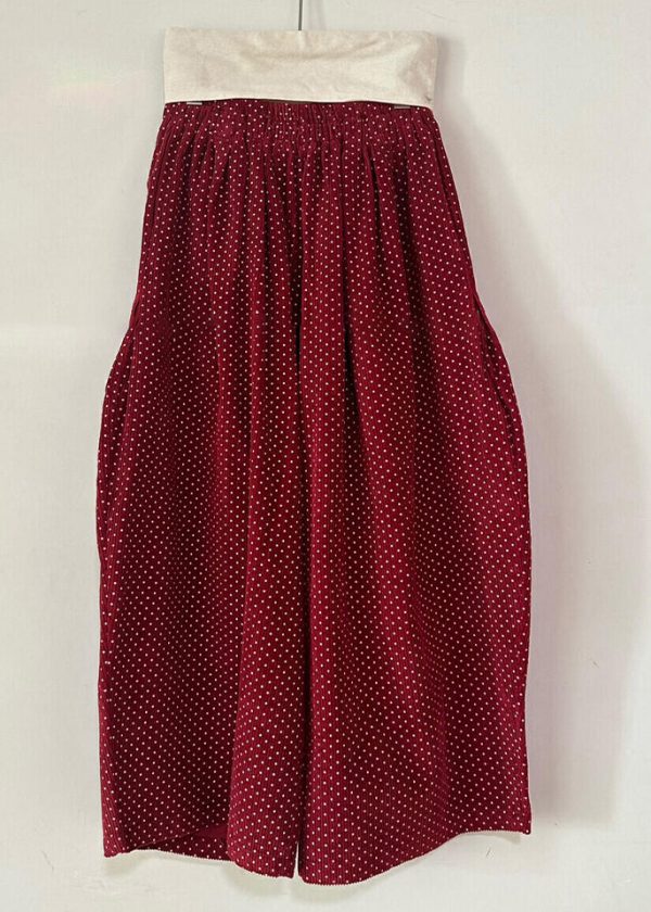 Casual Red Dot Pockets High Waist Corduroy Wide Leg Pants Spring - Image 5