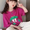 Casual Rose Print Girls Tops Summer
