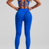 Casual Royal Blue Seamless Sports Bra And Leggings Set Suit Running Leggings