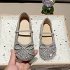 Casual Silvery Bow Girls Lace Up Flat Shoes