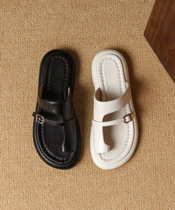 Casual Splicing Hollow Out Black Flip Flops Slide Sandals - Image 5