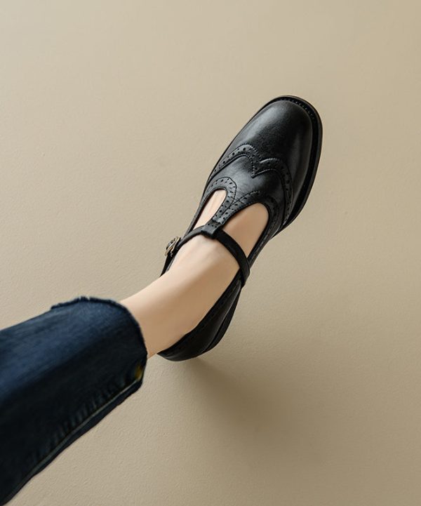 Casual Splicing Loafers For Women Brown Cowhide Leather - Image 2