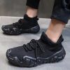 Casual Versatile Black Lace Up Platform Flat Shoes