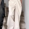 Casual White Asymmetrical Solid Wide Leg Pants Spring
