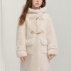 Casual White Button Kids Fuzzy Fur Hooded Maxi Coats Spring