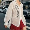 Casual White Patchwork Draping Chiffon Shirt Tops Spring