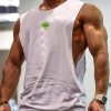 Casual White Print Solid Cotton Men Tank Sleeveless